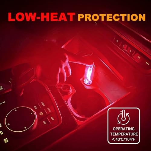 2 PCS USB LED Car Interior Atmosphere Light, Touch Control Adjustable Red