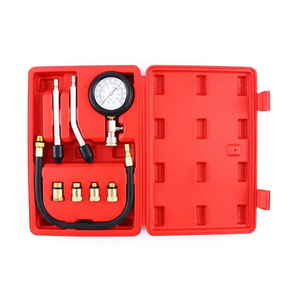 Petrol Engine Compression Tester Test Gauge Kit Car Motorcycle Garage Tools
