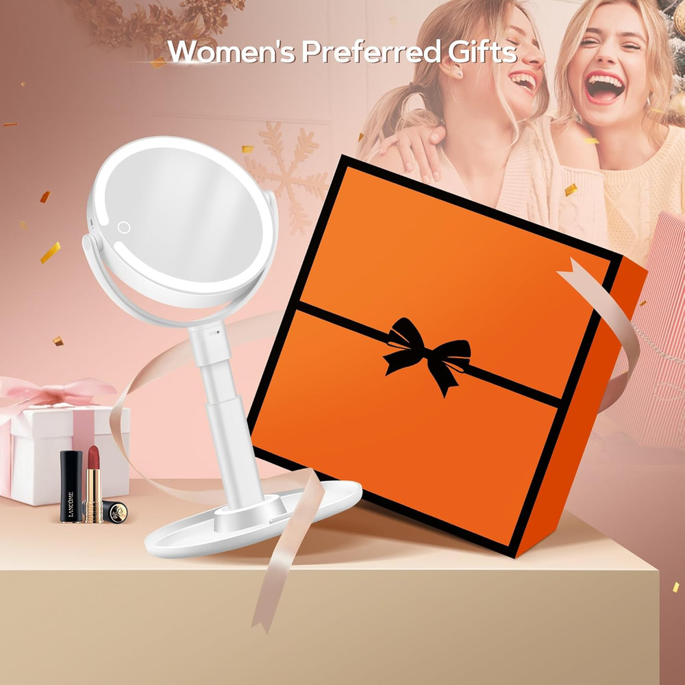 Makeup Mirror with Lights, Lighted Magnifying Mirror 30X with 3 Lighting