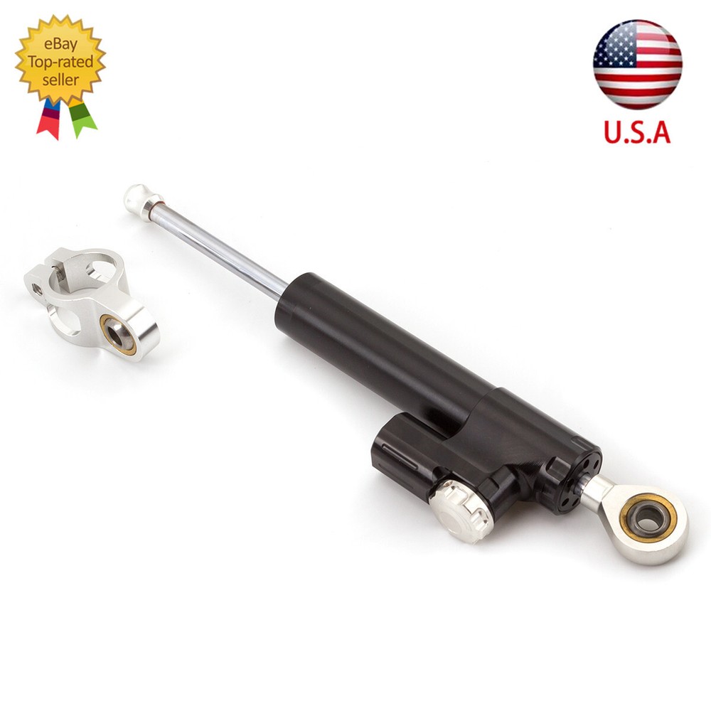 CNC Steering Damper Linear Stabilizer Reversed Safety Control Shock black+silver