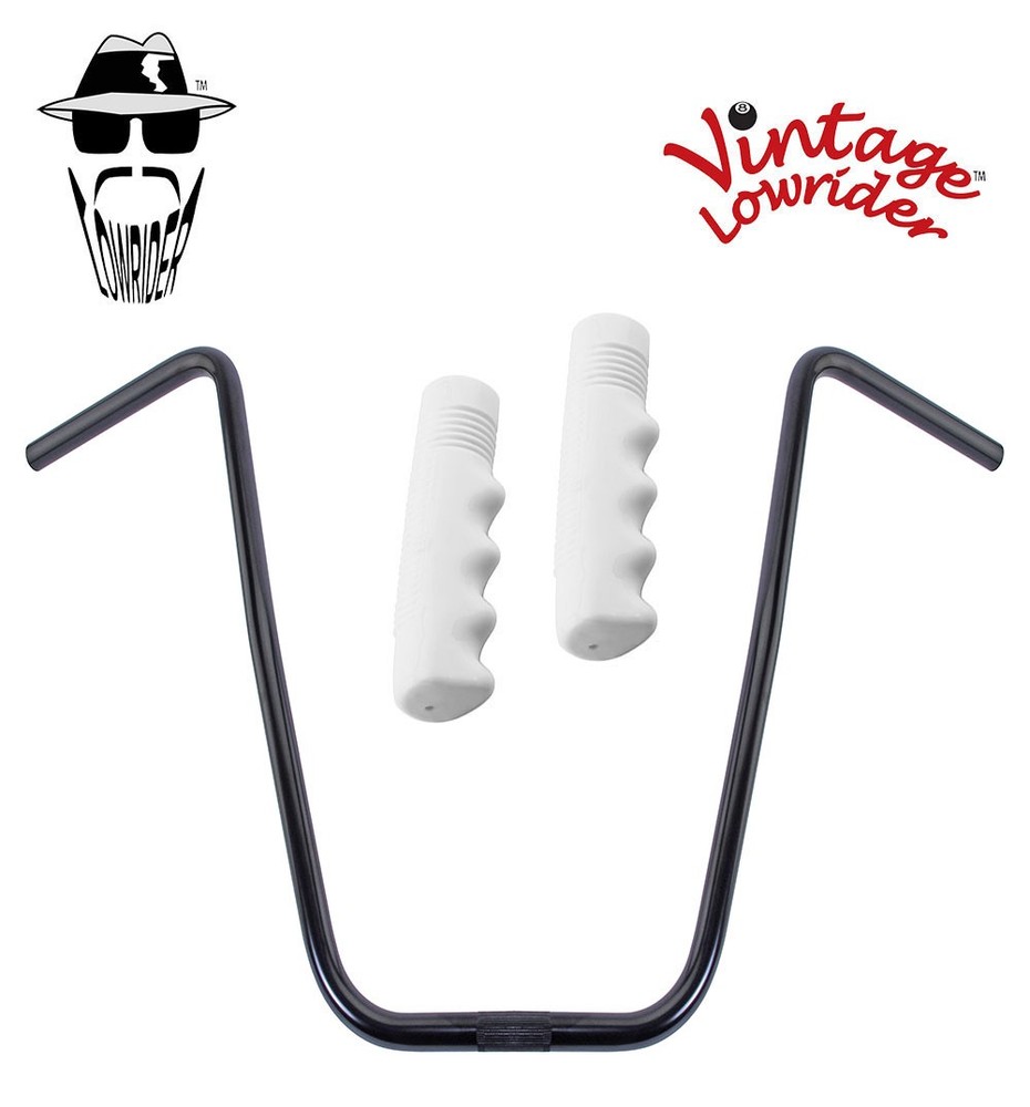Original Lowrider 20" 22.2 D Handlebar Black 120mm Grips Solid/White