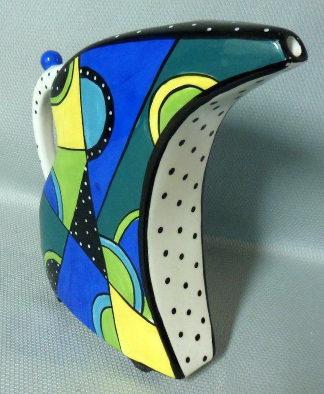 Circular Motion Britto Romero ? Style Art Pottery Pitcher