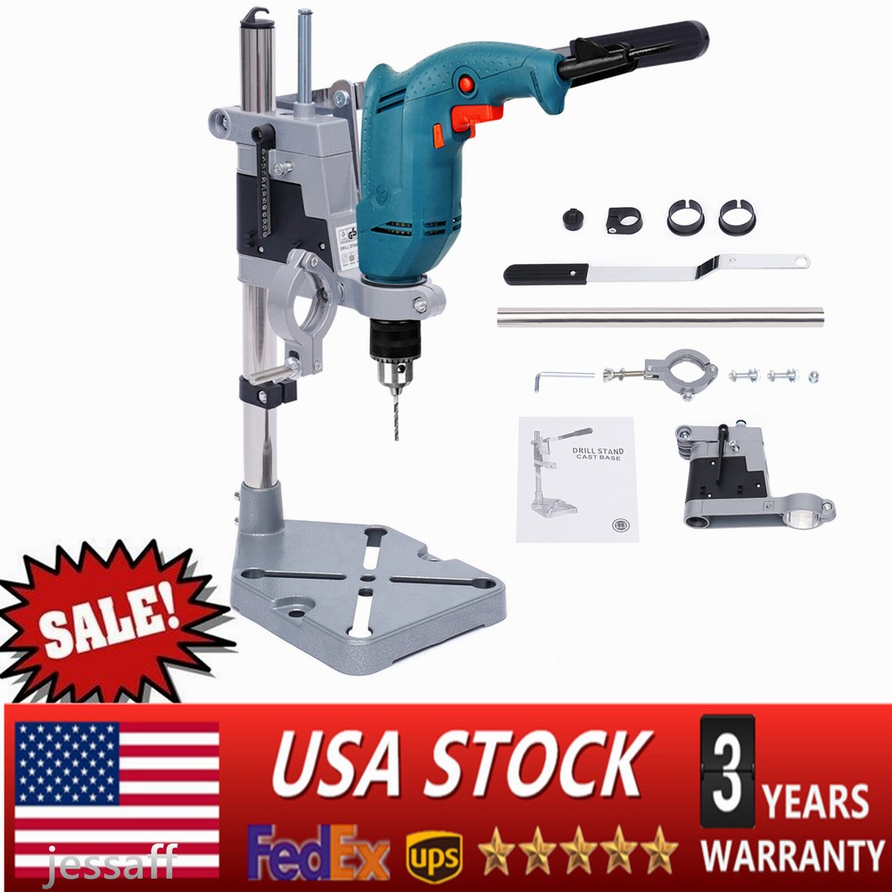 Portable Bench Clamp Drill Press Stand Adjustable Drilling Pedestal Holder Tool