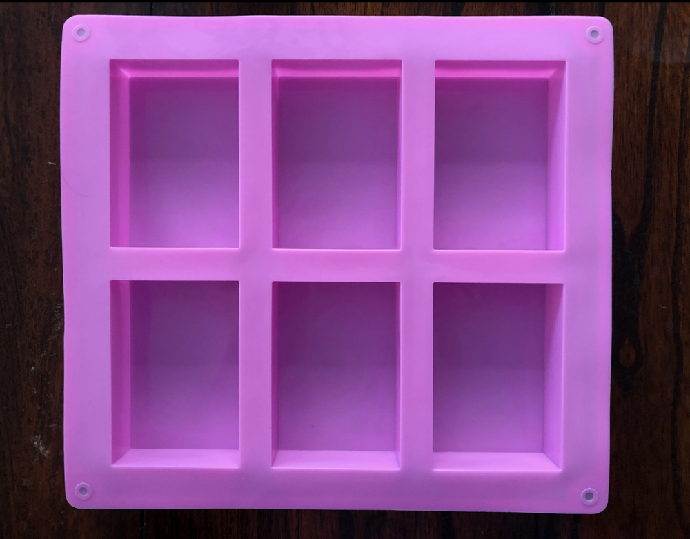 6-Cavity Rectangular Soap Mold Ice Cube Tray Silicone DIY Cake Baking Mould Tool