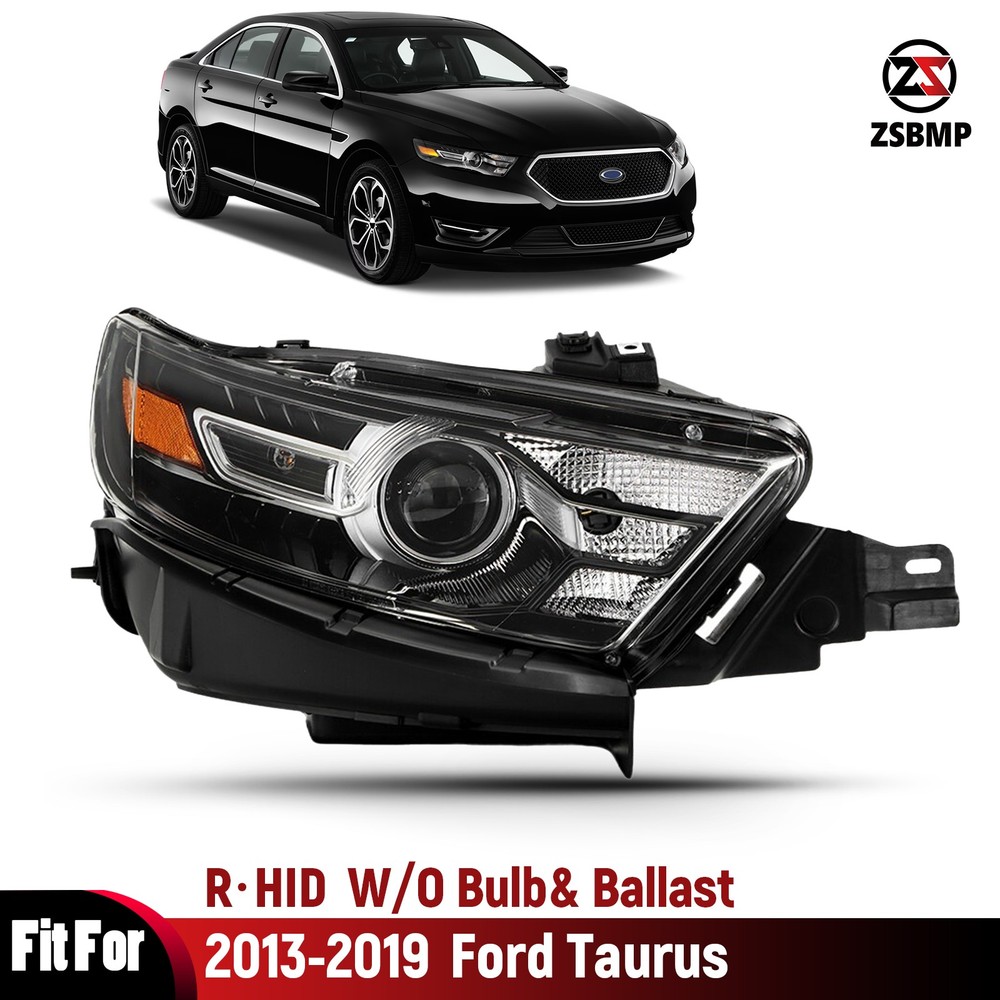 For 2013-2019 Ford Taurus HID Headlight Projector Black Passenger Right Side