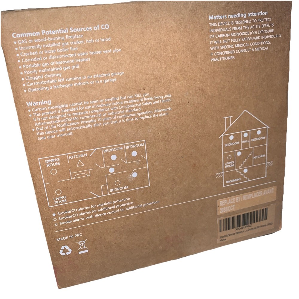 2Pack Siterwell combo smoke carbon monoxide detector