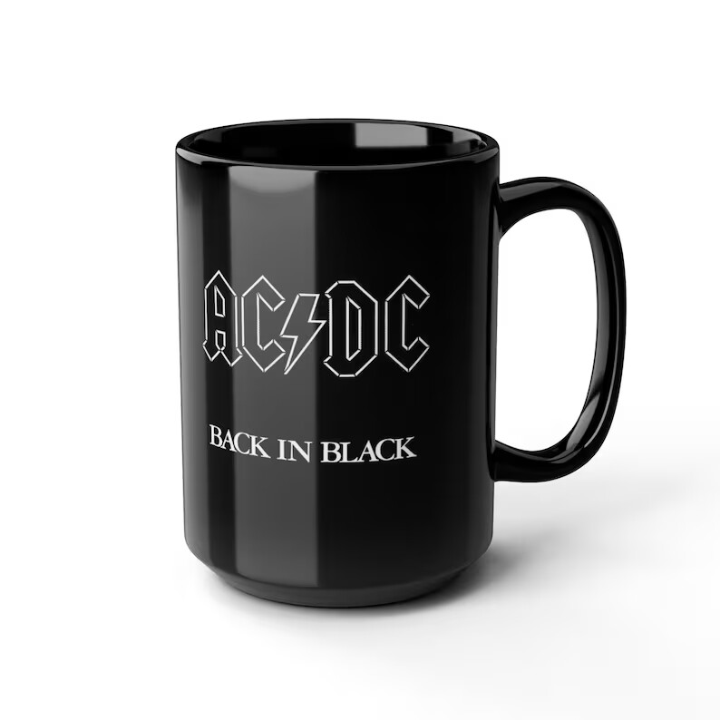 AC DC Back in Black Coffee Mug Classic Design Rock Band Mug