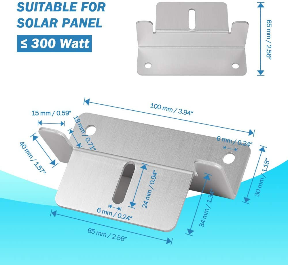 PowMr Solar Panel Mounts Z Brackets One Set for Mounting Solar Panel Flat Roof