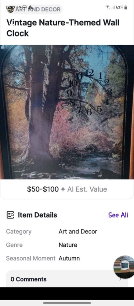 Large Vintage Shadowbox Wall Clock Art, From Intercraft Industries.