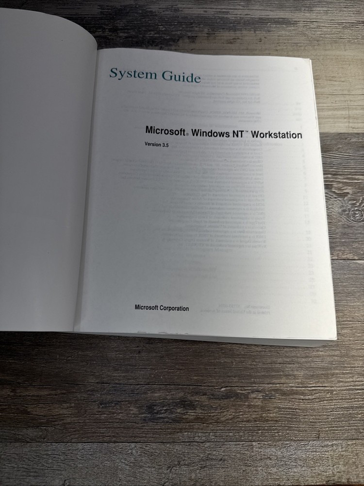 Microsoft Windows NT Workstation System Guide Version 3.5 Manual 1994 Vintage-VG
