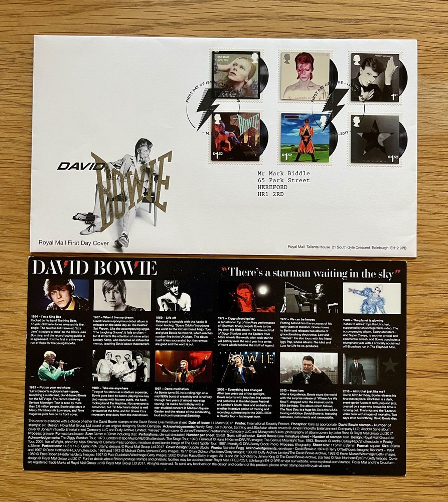 DAVID BOWIE, FIRST DAY COVER WITH INSERT New Mint