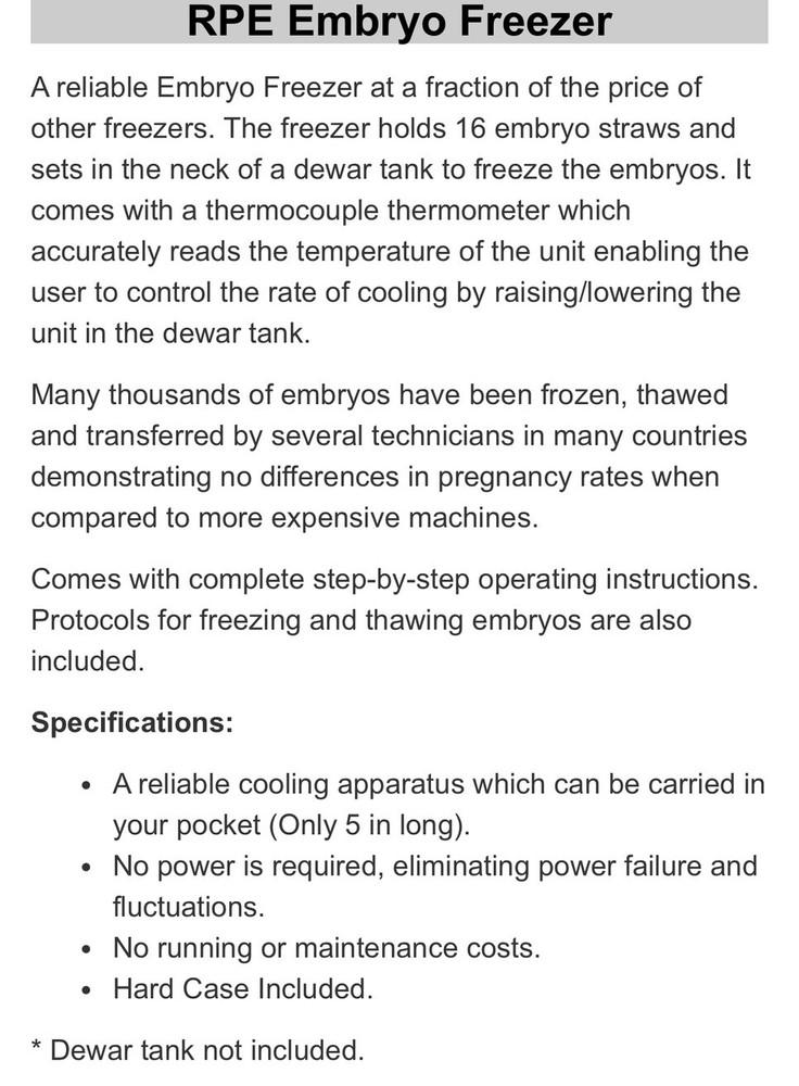 RPE Embryo Freezer