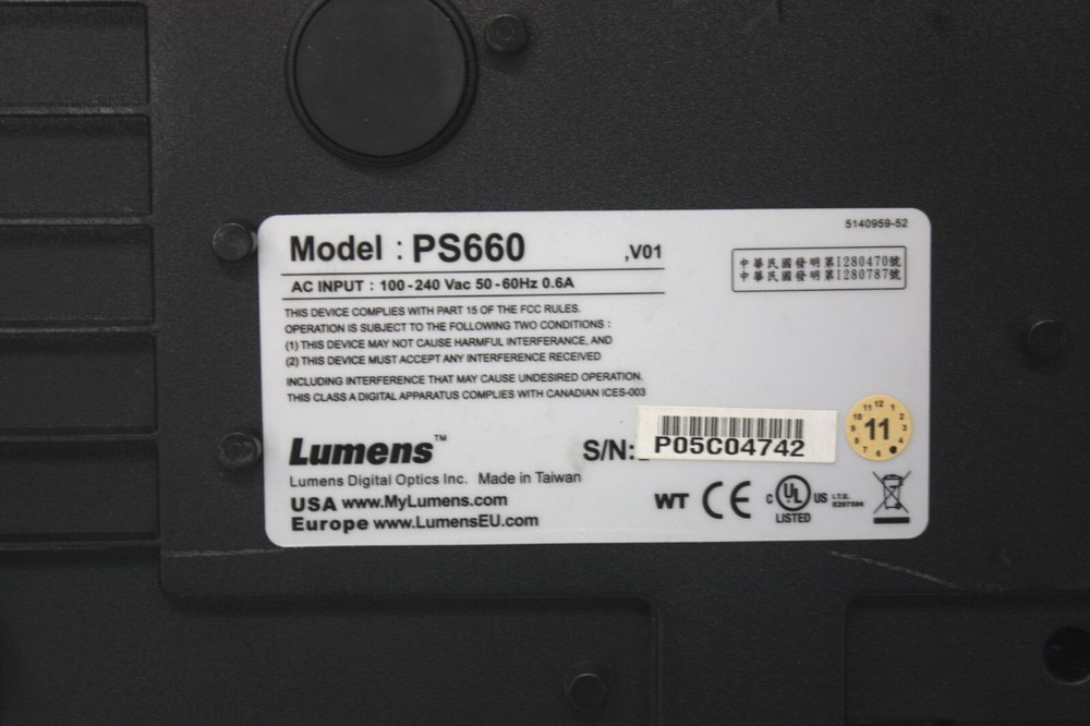 Tested Working * Lumens Visual Presenter PS660 * 2X Lot