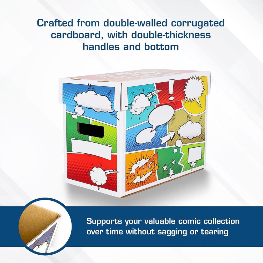 Pow! Comic Book Storage Short Box - 1 Pack | Color Comic-Inspired Artwork | Hol