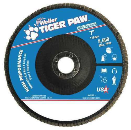 WEILER 51150 Abrasive Flap Disc,Medium,7in.,Phenolic