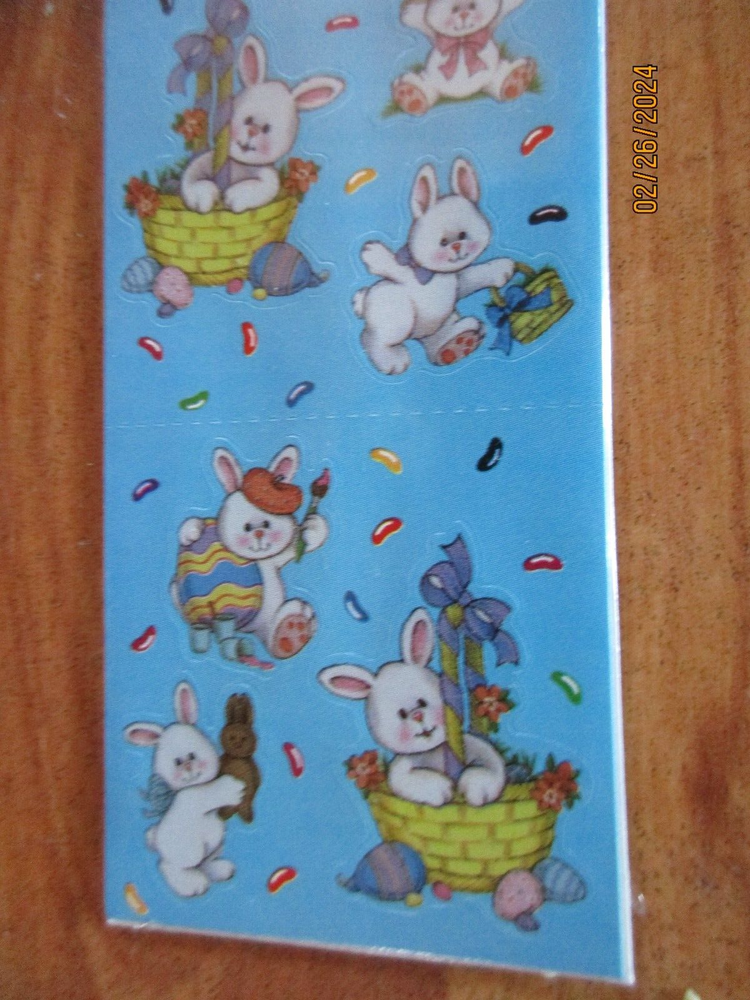 Vintage 1998 Beistle Easter Bunny Stickers 2 Sheets MIP RARE