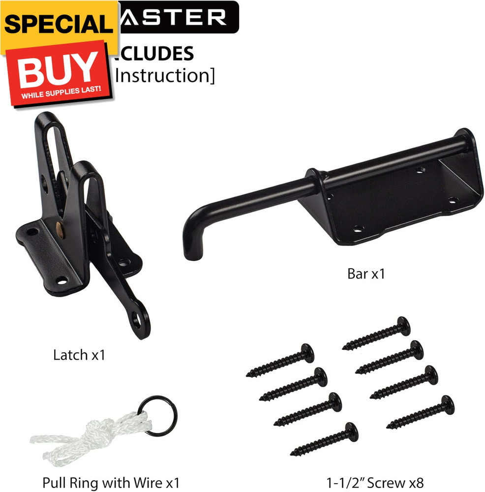 Heavy Duty Automatic Gate Latch for Wooden Fences with Pull String, 7.5" Self-Lo