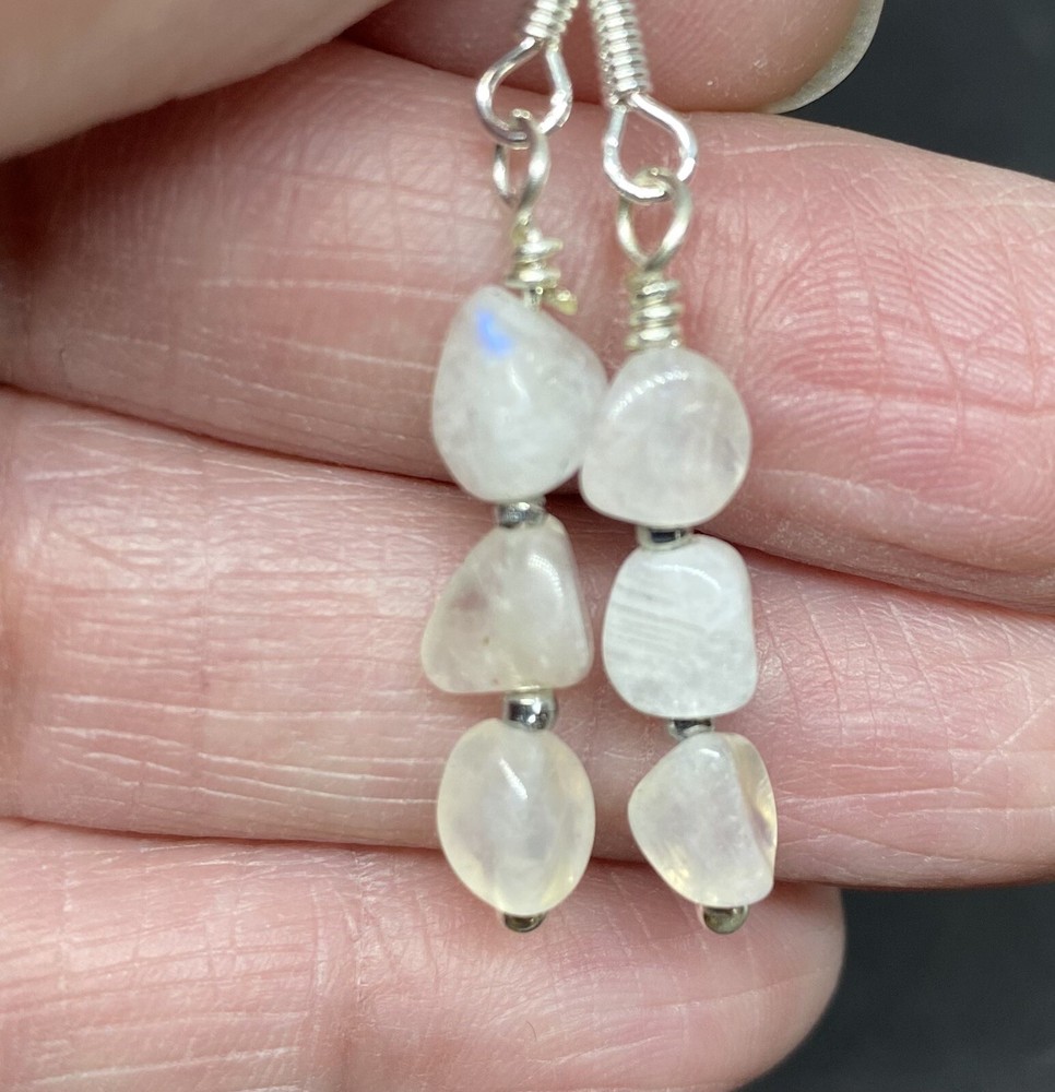 Blue Moonstone Genuine Stone Handmade Earrings