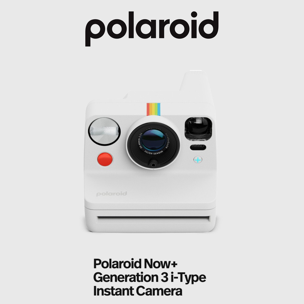 Polaroid Now Plus Gen 3 White Instant Camera with Two Lens AF System Bundle