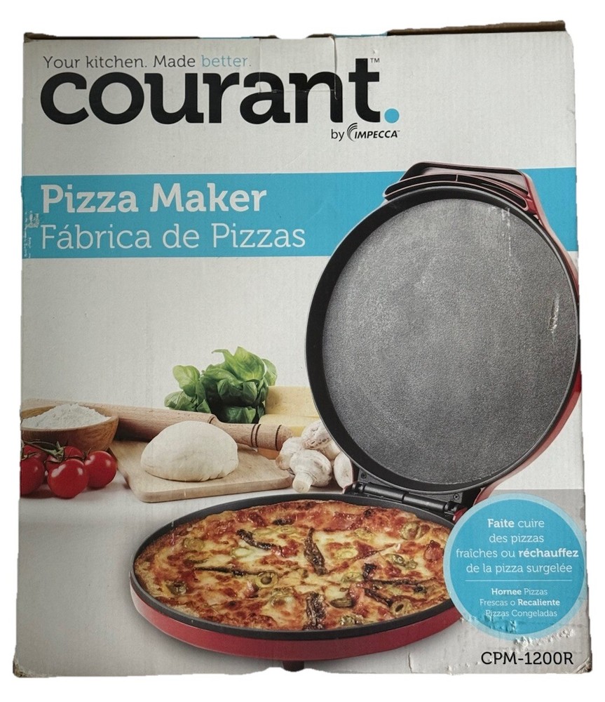 Courant 12 Inch Electronic Pizza Maker, Griddle, Multipurpose Oven, Red