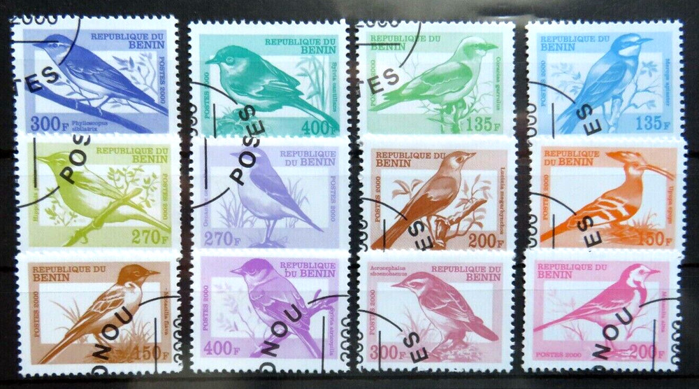 BIRDS BENIN, 2000, used,  complete set