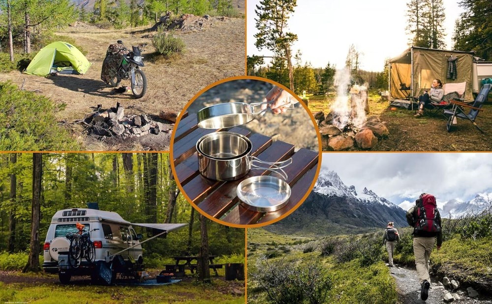 Backpacking camping cookware mini picnic camping pots and pans set