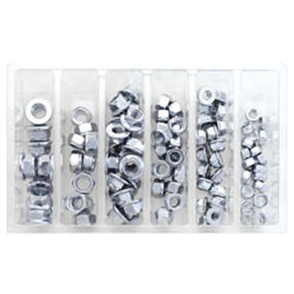 Bolt MC Hardware Hex Fuji-Lock Nut Assortment - 100-Piece Kit SV-FUJINUT