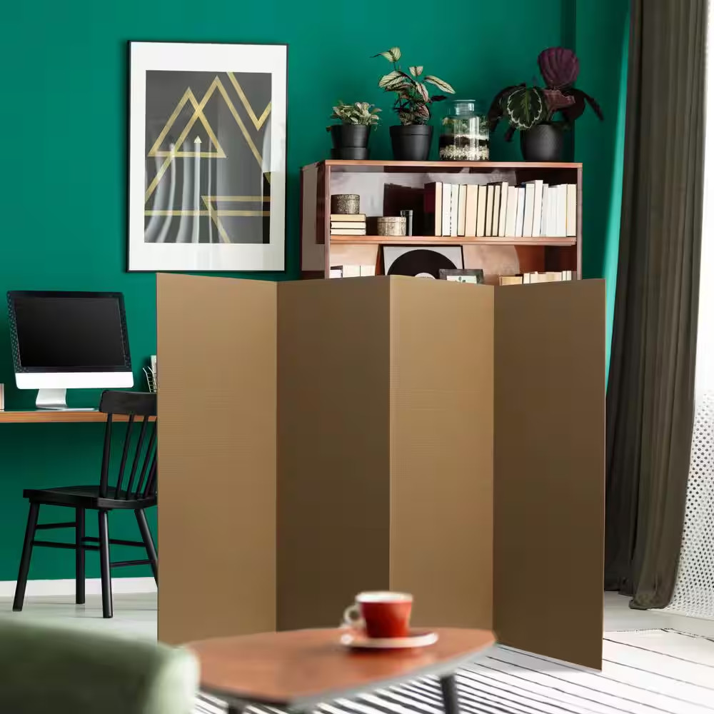 4 Ft. Brown 4-Panel Room Divider