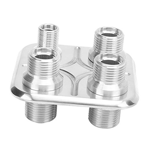A/C Bulkhead, Car 4-Port Air Conditioning Bulkhead Hose Fitting Silver