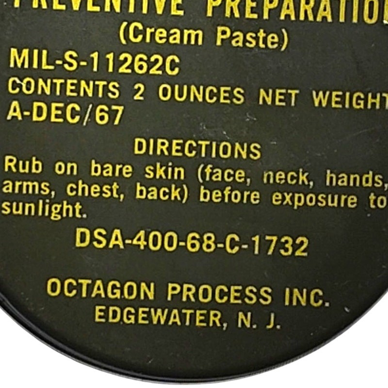 1967 Sunburn Preventive Preparation – Cream Paste – Octagon Process Inc. – 2oz
