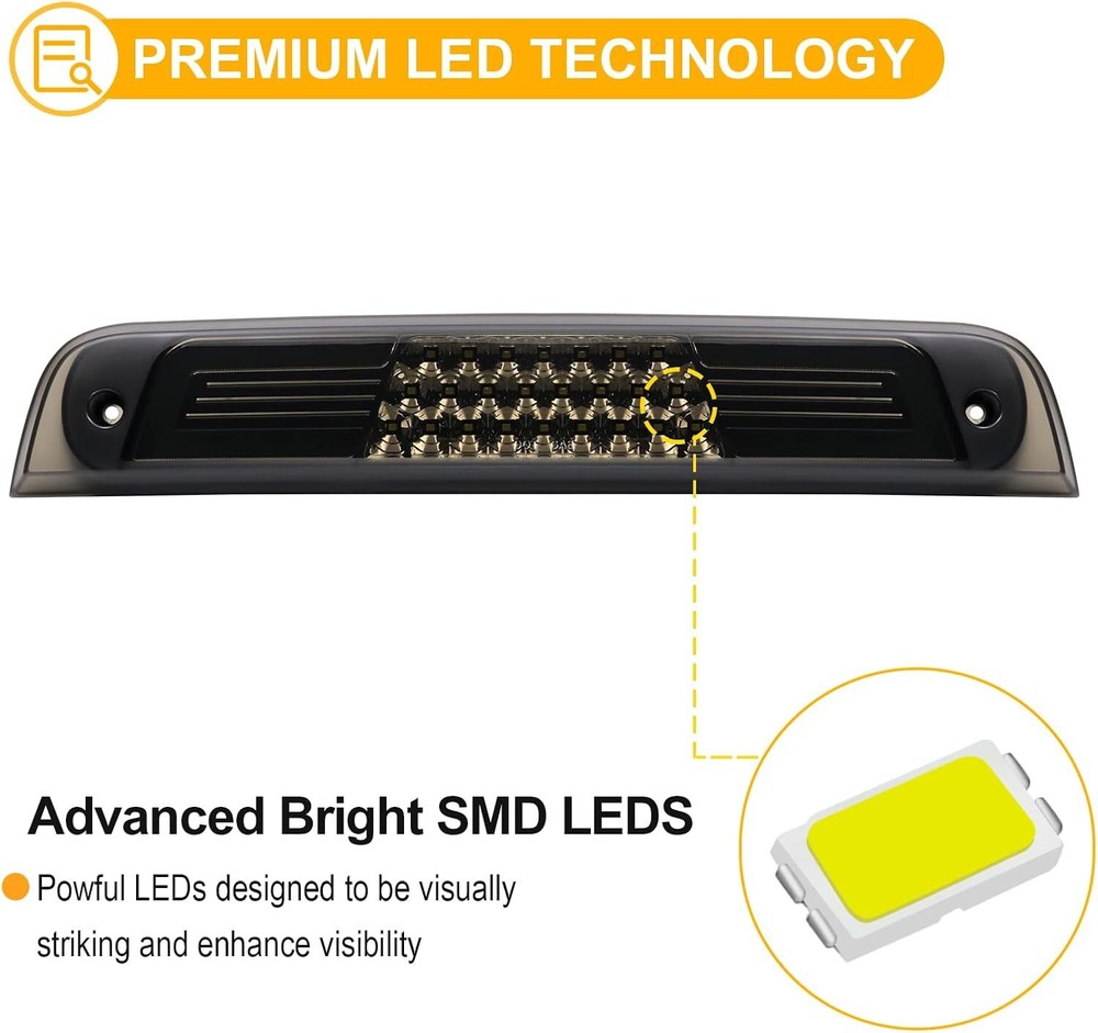 For 19-23 Dodge Ram 1500 LED 3rd Third Brake Light Cargo Center High Mount Lamp