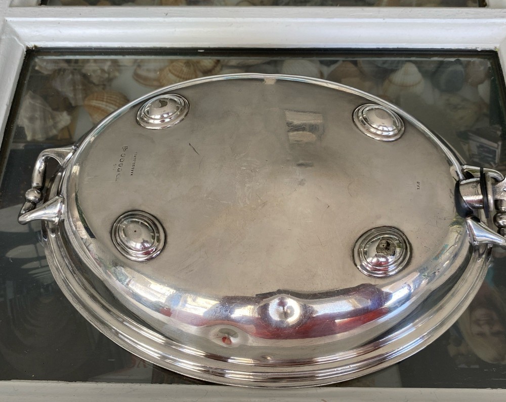 Antique William Hutton & Sons SILVER Plate Water Bath SERVING DISH c1900