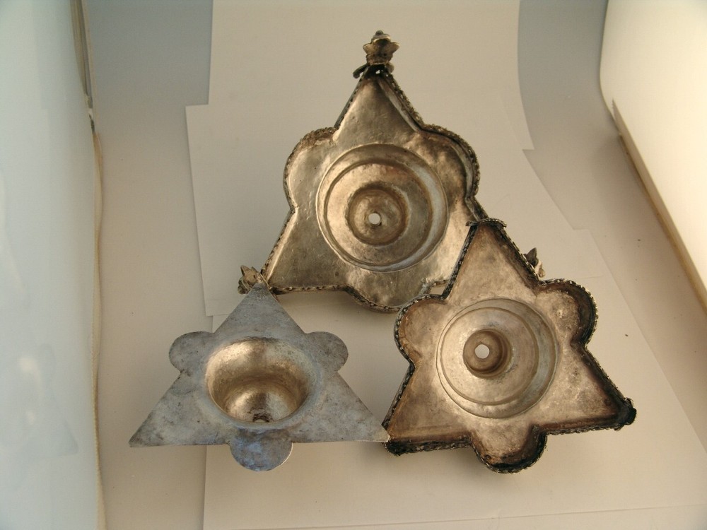 Spanish Colonial Silver Altar Candlesticks Baroque Figural 1700