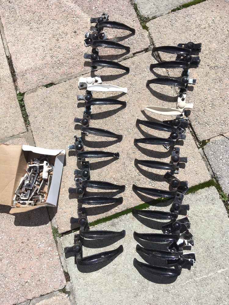 Solid head cast iron black antique window Scroll Handle 13cm