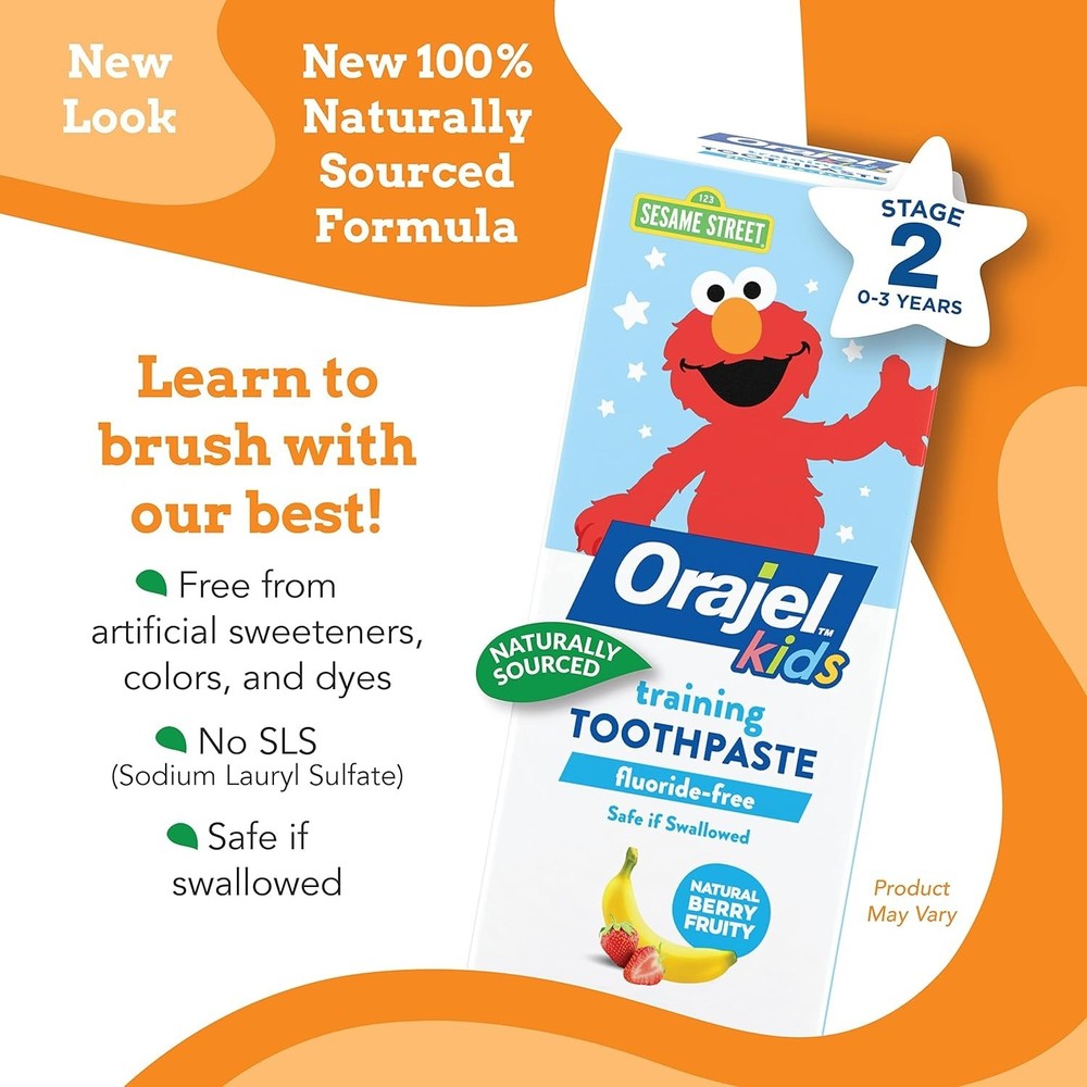 Orajel Kids Toothpaste, Fluoride-Free, Elmo | Training Toothpaste | Pediatrician