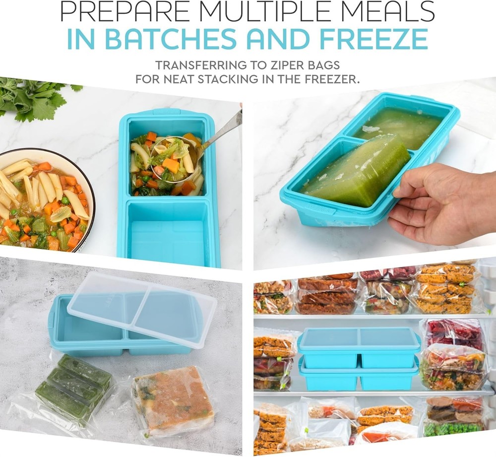 Silicone Freezer Tray -2-cup Extra Ice Cube Tray-makes 4 perfect 500ml (2-Pack)