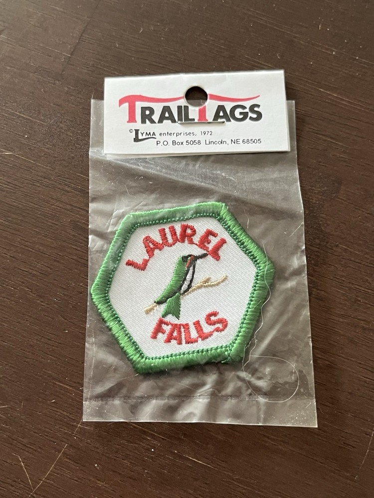 VINTAGE TRAIL TAGS "LAUREL FALLS" PATCH INORIGINAL PACKAGE
