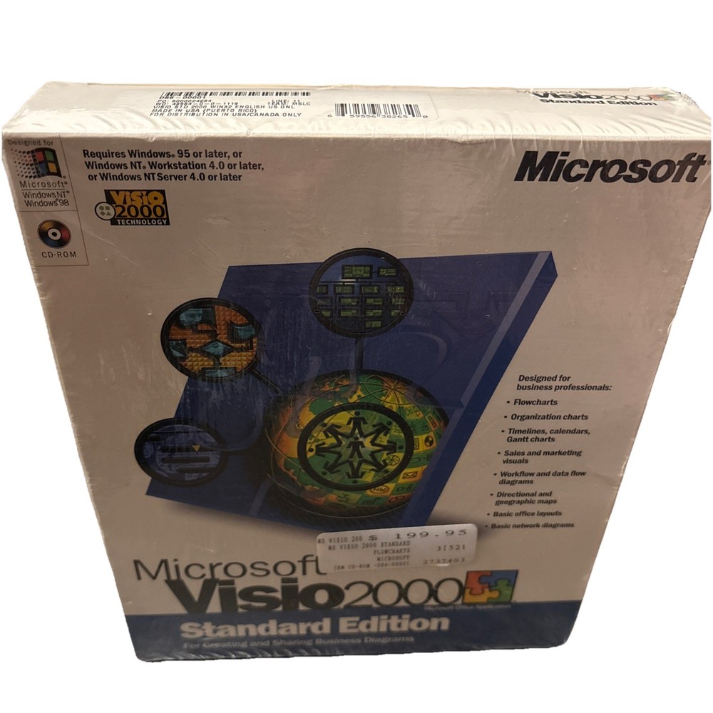 Microsoft Visio 2000 Standard Edition For Windows Factory Sealed
