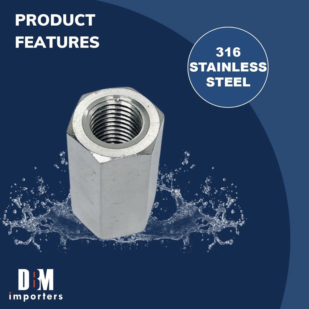 Marine Grade 3/4" Coupling Nut Connecting Nut Fully Thread Stainless Steel T316