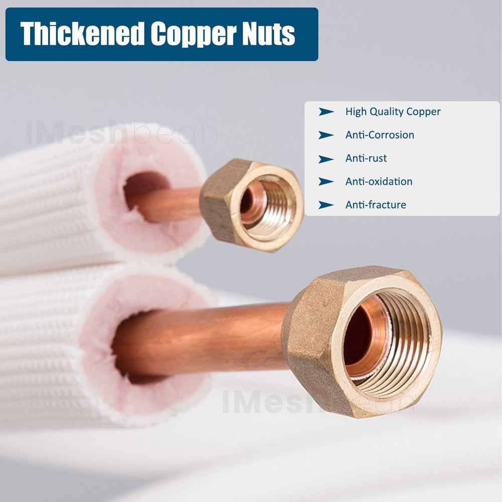 25FT 1/4"x3/8" Insulated Copper Ductless Mini Split Line Set w/25FT Control Wire