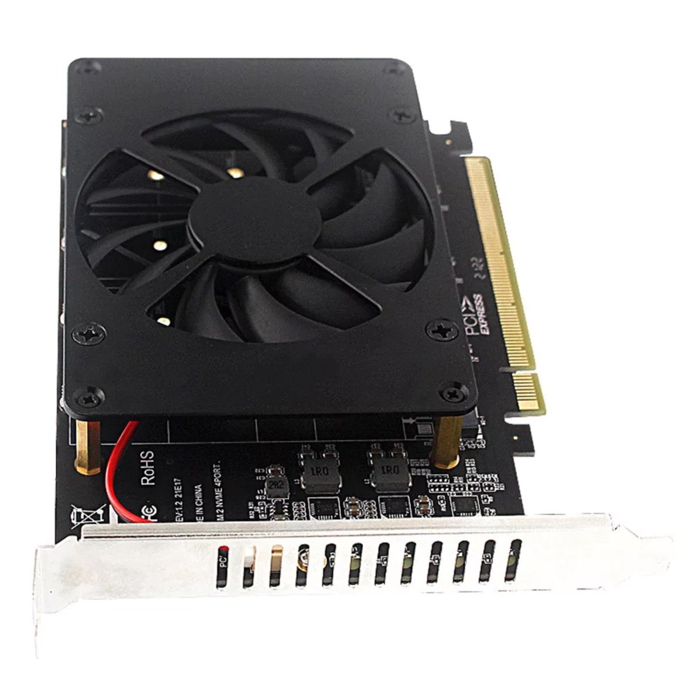 SSD Adapter Card PCIE 3.0/4.0 4*32Gbps NVME M.2 MKEY 4-Disk Soft RAID Array
