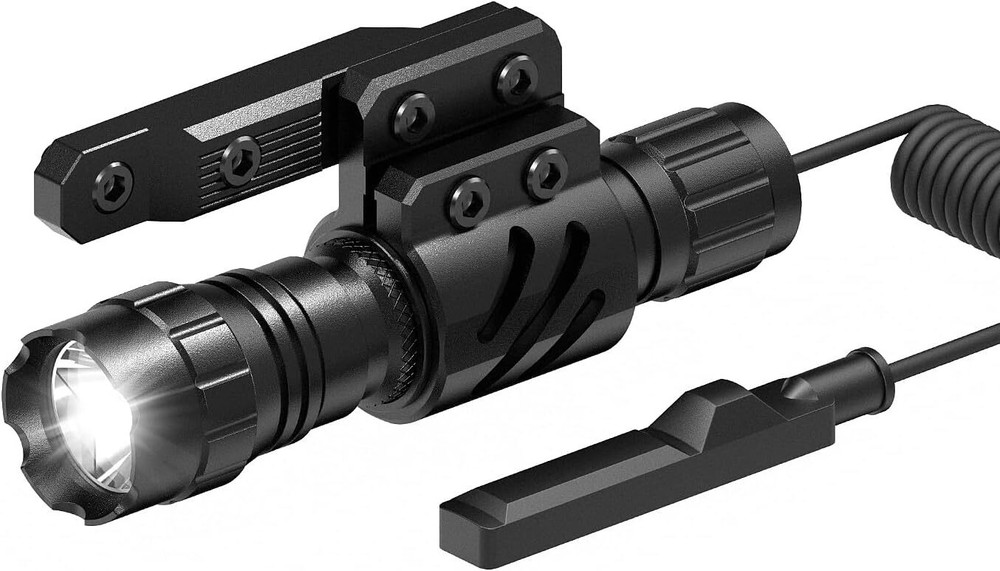 Tactical Flashlight, 1200 Lumens with Offset Mounting and Pressure Switch,