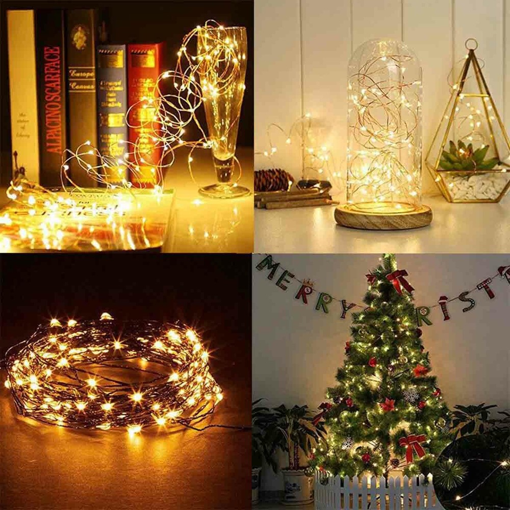 Solar battery powered Solar LED String & Fairy Lights Copper wire light string