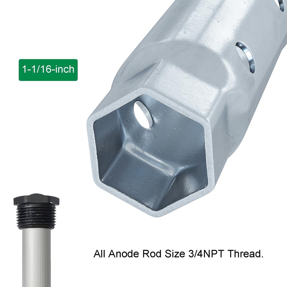 Haromala Upgraded RV Water Heater Element Wrench Socket, Dual Hex Silver