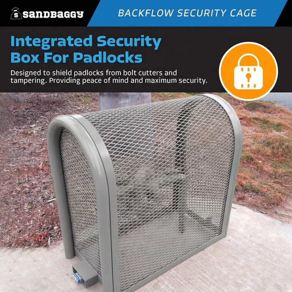 Backflow Security Cage – Backflow Preventer Enclosure (Gray, Medium) - Sandbaggy
