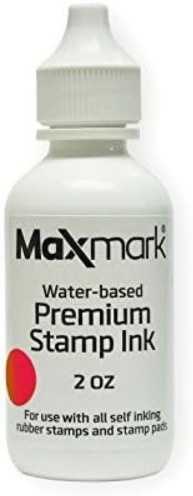 Refill Ink with Control Tip Bottle for Self-Inking Stamps, Red Color - 2 oz.
