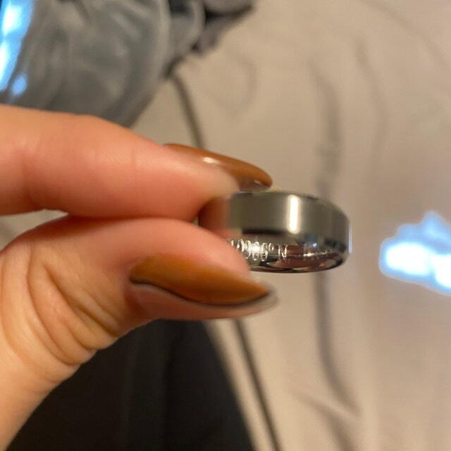 Personalized Engraved Men's Silver Wedding Ring Band - Engraved Handwriting Ring