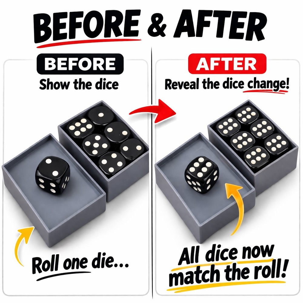 Magic Dice Prediction Trick Set – Quick Change Illusion – Easy Magic Trick
