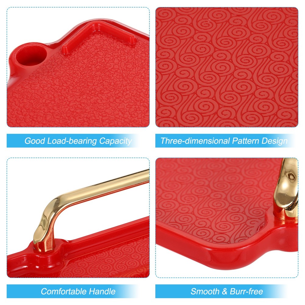 12.2" x 7.9" Modern Rectangular Decorative Tray Jewelry Platter, Red