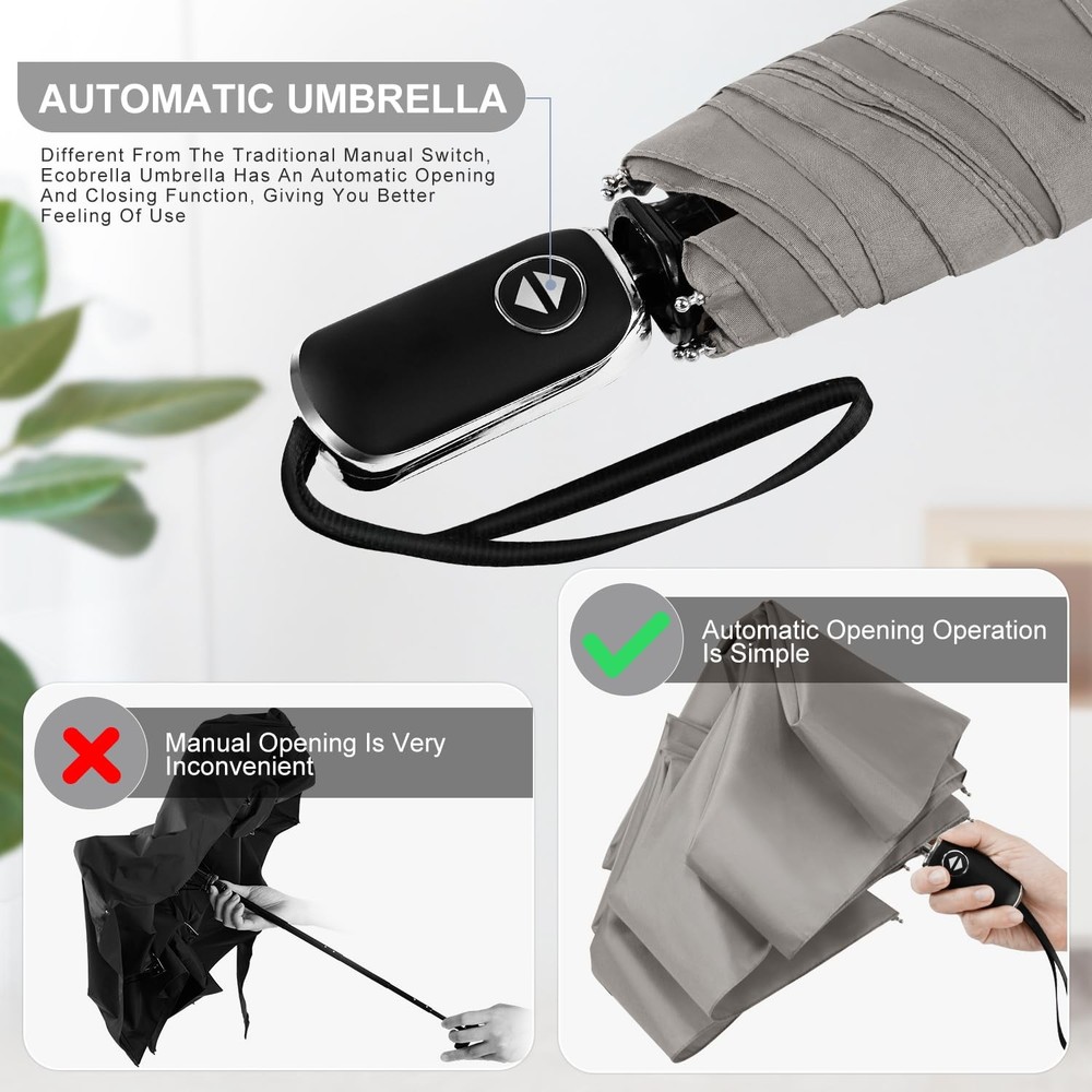 Compact Mini Umbrella Folded: 11 inches, Open Diameter: 37.4 07.Gray